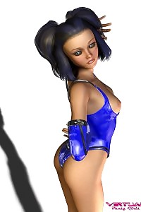 Erotic Amazing Realistic Girl In A Tight Blue Bright Fetish Dress