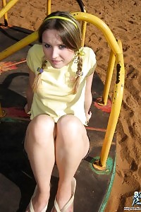 Kitty Shows Off Her Young And Appealing Body As She Flashes Her Panties At The Playground