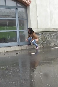 Lovely Brunette Girl Pees In Public