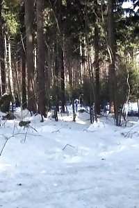 Brunette Vixen Pisses In The Snow Outside