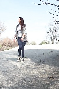 Public Pissing For Fascinating Brunette Cynthia
